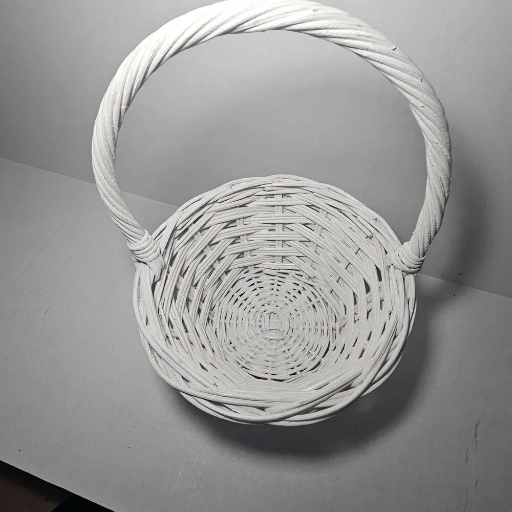 Painted White Easter Basket 12 Inches